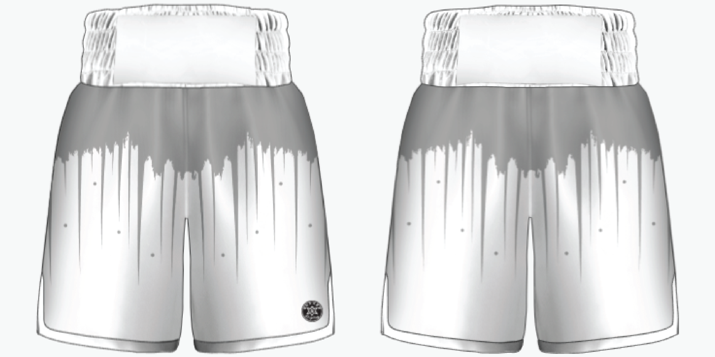 Shine Bright custom boxing shorts with drip-effect design, contrasting waistband and trim. Personalise with colours, logos, embellishments, and full size range.